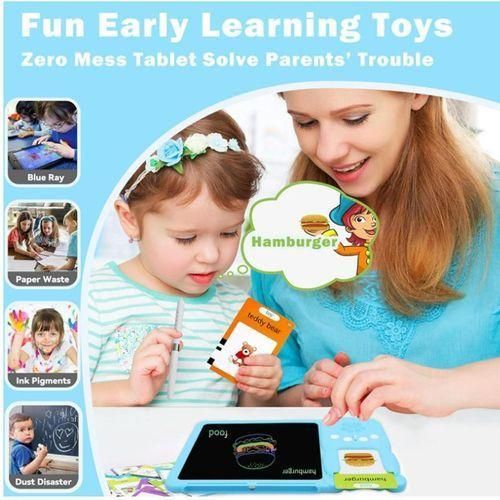 Generic Talking Flash Cards with LCD writing Tablet for Kids - rechargeable - image 3