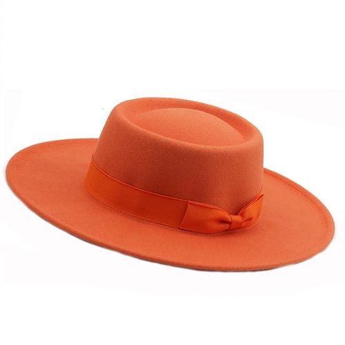 product_image_name-Luxury Collection-Orange SUPERIOR QUALITY LUXURY FEDORA HATS, FOR MEN/LADIES-1