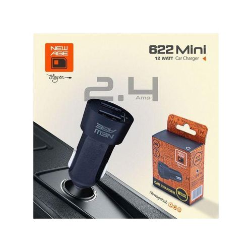 product_image_name-New Age-Mini Car Charger - 2.4A Fast Charging, Dual USB Ports, Compact Design, Universal Compatibility - Black-1