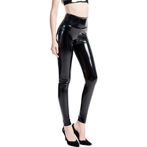 Women Metallic Shiny Leggings Faux Leather Shaping Hip Push Up