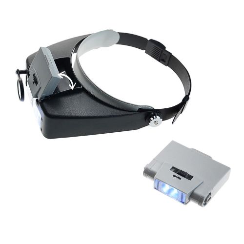 Jewelers Head Headband Magnifier LED Illuminated Visor Magnifying Glasses  Loupe 