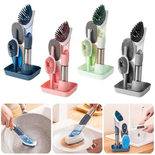 Double Use Cleaning Brushes Dish Bowl Washing Sponge Automatic Liquid  Dispenser