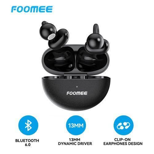 FOOMEE PF01 Clip-On Open-Back Headphones With Touch Controls and Stable Bluetooth 6.0 Connection