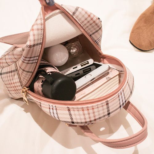 Fashion Mini Backpack Crossbody Bag Girl Plaid Women Shoulder Purse