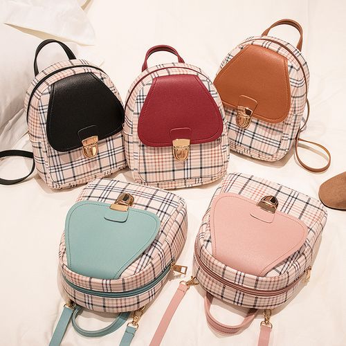 Fashion Mini Backpack Crossbody Bag Girl Plaid Women Shoulder Purse