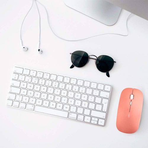 Inphic Rechargeable Wireless Mouse- Slim &amp; Silent Click Plus 1600DPI Mini Optical- Rose Gold