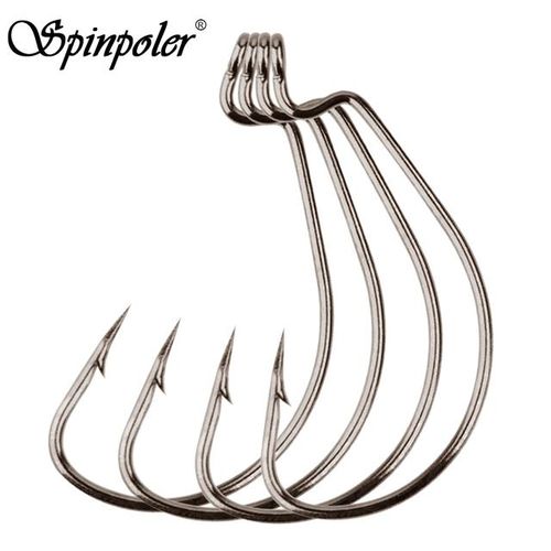 Generic Spinpoler 20pcs Fishing Hook Hign Carbon Steel Wide Crank Offset Barbed  Fishhook For Soft Lure Worm Bass Accessories Tackle