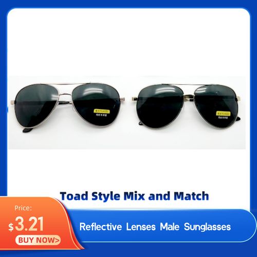 Fashion 2PCs Reflective Male Sunglasses Driver Aviator Sunglasses Sun  Glasses Hundred Styles Mix and Match Sunshade Mirror