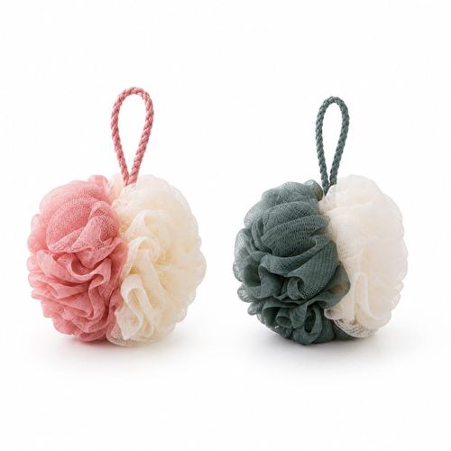 Royal Glow Double-Tone Mesh Loofah Bath Sponge – Exfoliating Shower Scrubber with Hanging Loop..... 2in1 - image 3