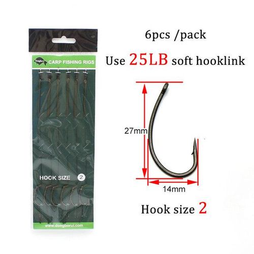 Generic 6pcs Carp Fishing Hair Rigs Ready Made Carp Fishing Hook Size 2468  Fishing Tackle Equipment Accessories Pesca