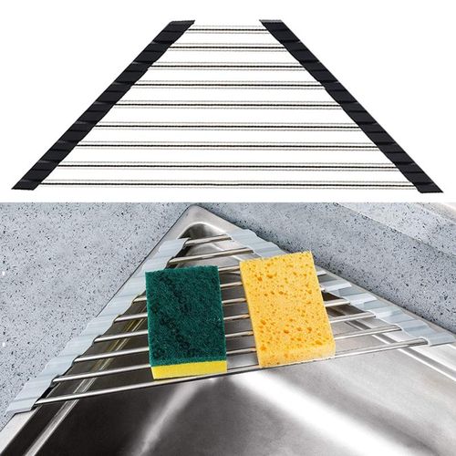 Triangle Roll-Up Dish Drying Rack for Sink Corner Small Foldable Stainless  Steel