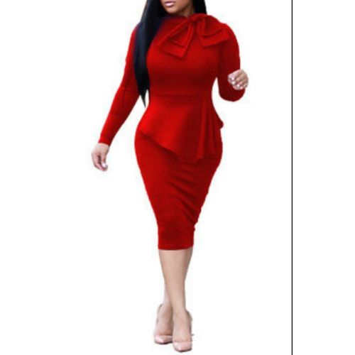 bodycon midi dress with long sleeve red