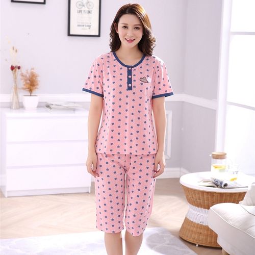 Fashion Plus Size Girls Knee Length Pajama Set For Women Summer Pajamas Set