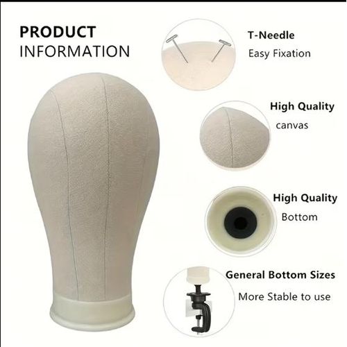 Generic Canvas Block Head Mannequin Wig Display - 22 Inches - image 2
