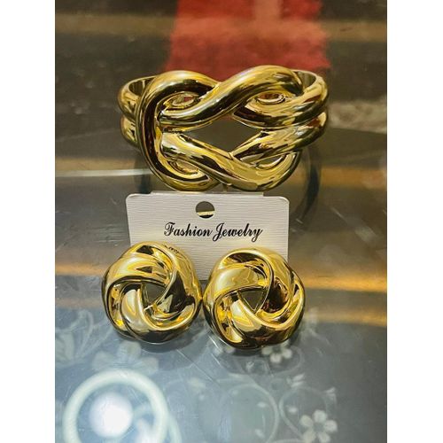 product_image_name-Fashion-set of gold bangle and earring for ladies-2
