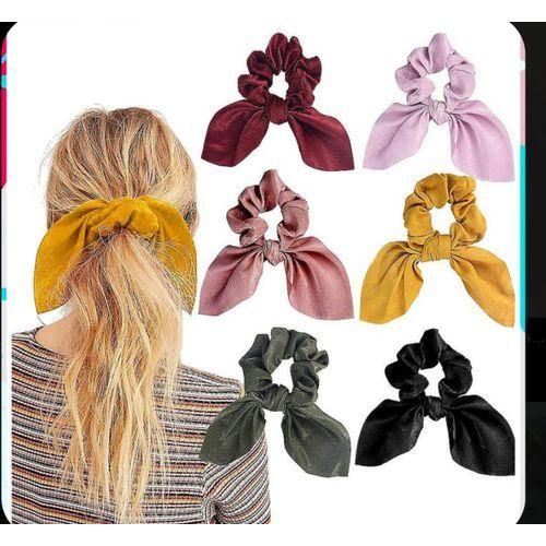product_image_name-Fashion-6 in 1 different colors Satin Bunny Hair Scrunchies-4