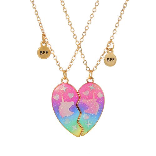 Fashion ad 2Pack Heart Shaped Cute Cat Unicorn Flamingo Bear Pendant Best Friend Girl BFF Necklace For Kids Sister Friendship Jewelry Gifts MAA Jumia Nigeria