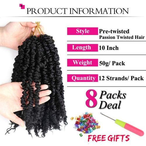  Pre-twisted Passion Twist Hair 10 Inch 8 packs Short