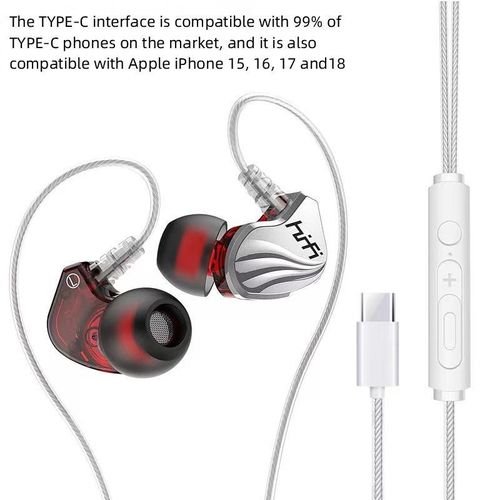 Generic Wired Sport Earphones for Games with Heavy Bass Type-C