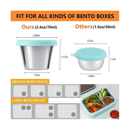 6pcs, Salad Dressing Container, Small Condiment Containers With Leakproof  Lids, Reusable Stainless Steel Sauce Cups For Lunch Bento Box, Picnic And Tr