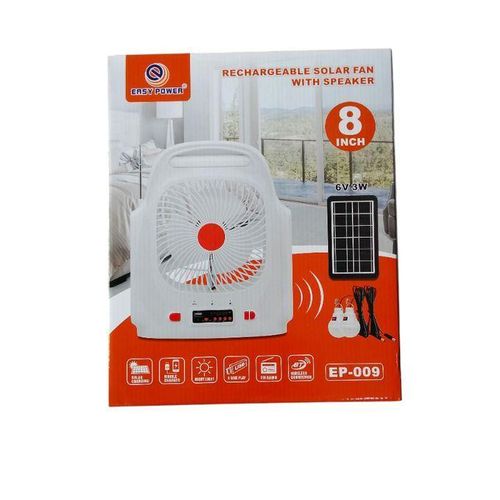 EASY POWER  9 Inches Rechargeable Table Fan (EP 009) With Solar Panel