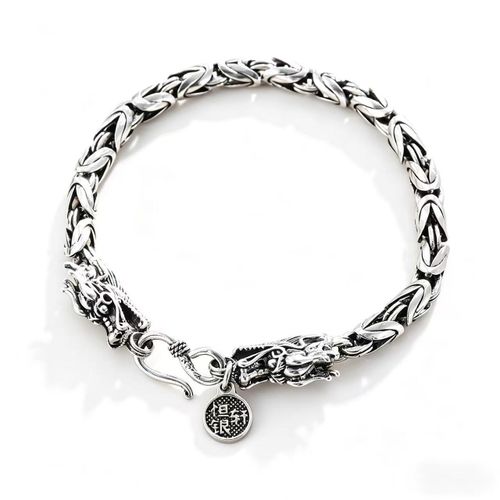 Fashion DJL Vintage Dragon Head Silver Bracelet For Men
