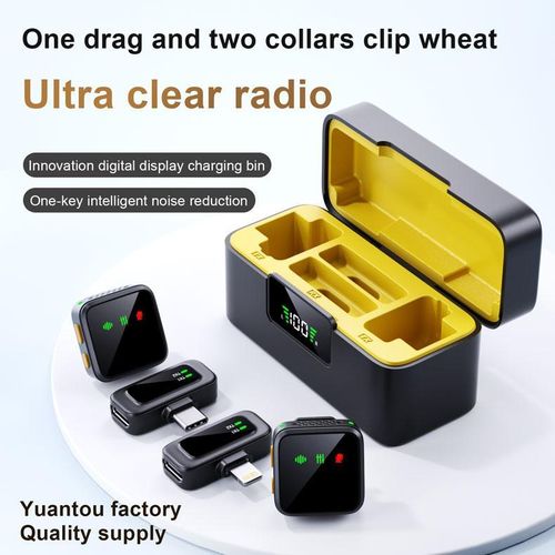 product_image_name-Generic-T40 Wireless Lavalier dual receiver Microphone mic with charging case clip For all devices ANC Mic plug & play - skit, interview, broadcast, podcast, comedy for Professional Content Creators-2