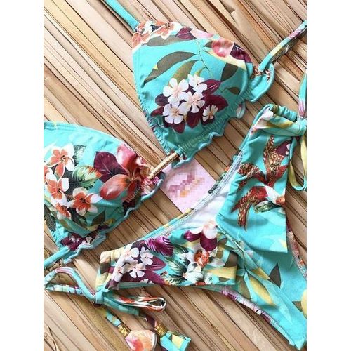 Generic Two-Piece Women Brazilian Bikini Set Summer Push Up Swimwear  Bathing Swim Suits String Halter Swimsuit Female Bandage Bikini Set