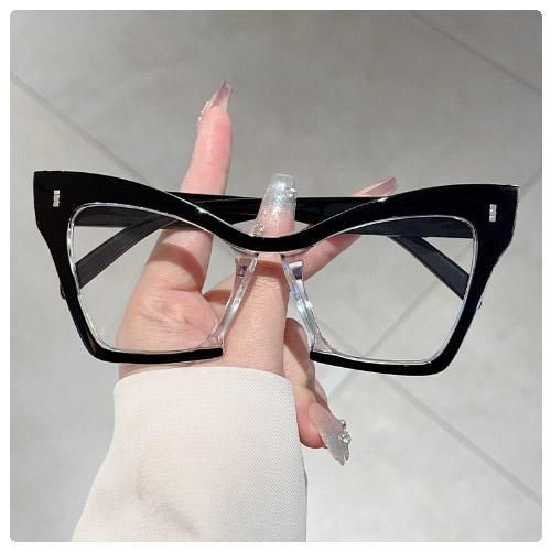 product_image_name-Fashion-Black Transparent Oversized Square Cat Eye Plastic Titanium Anti-blue Light Computer Eyeglasses-4