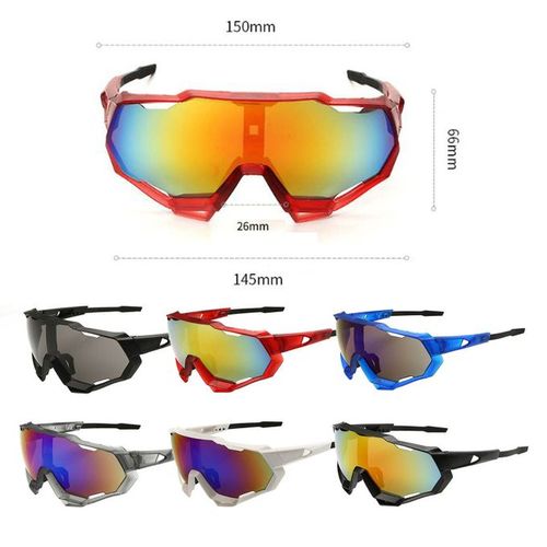 Generic Men Polarized Cycling Sunglasses UV400 Bike Black Frame Red Lens