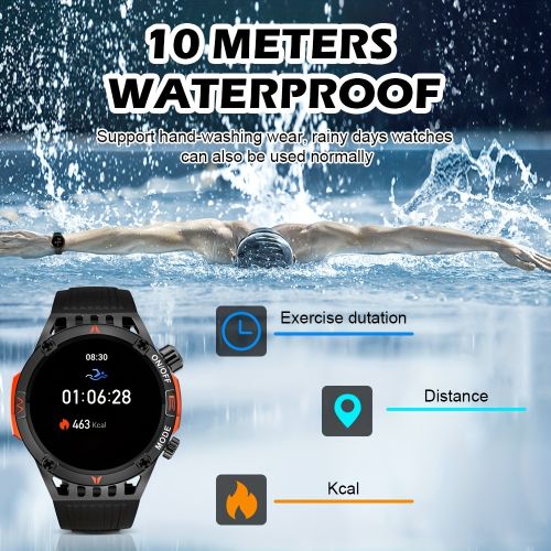 Generic HT22 Smartwatch IP68 Waterproof Men's  LED Flashlight 100+ Sports Mode Watch - image 4