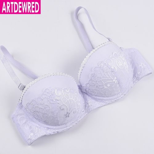 Fashion Floral Lace Bras For Women Pink Bow Brassiere Plus Size Te