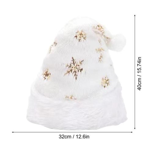Generic Christmas Sequin Santa Hats White Plush Gold Beads Hat Silver Snowflake Cute Pom Pom Holiday Hat Year Party Kids Adult Gifts Jumia Nigeria