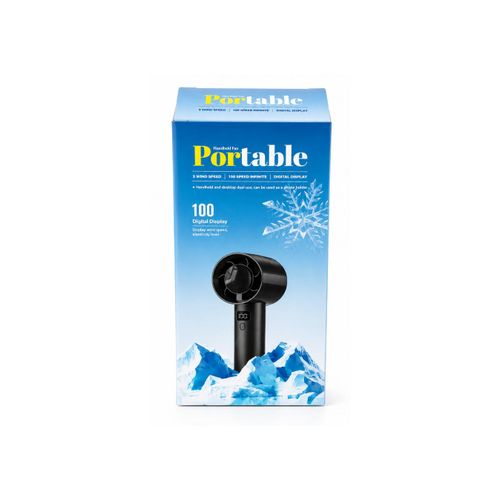 Generic Portable Handheld Rechargeable Fan with 100-Speed Levels & Digital Display