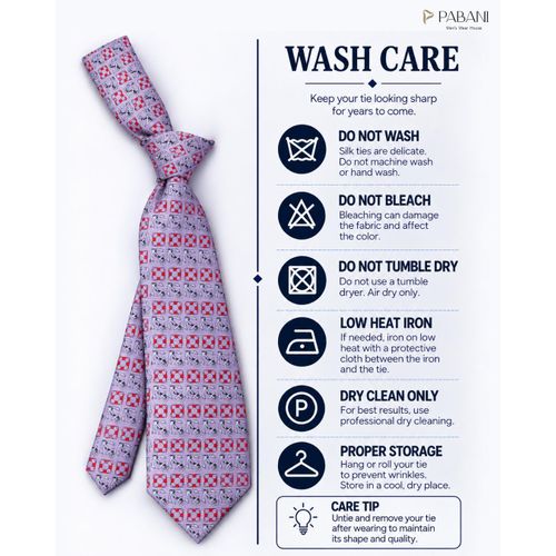 PABANI Pabani Premium Pink Geometric Mens Silk Tie For Parties - image 5
