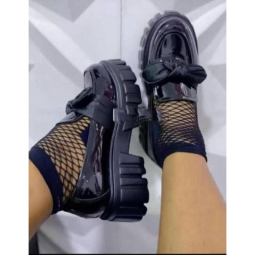 product_image_name-Fashion-All Black Quality Ladies Loafers Shoes -1