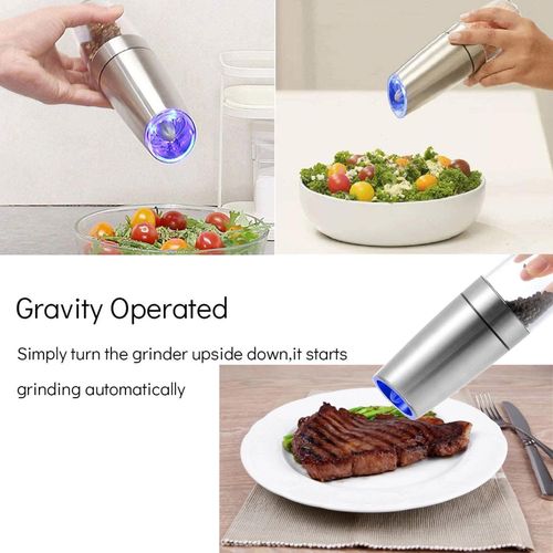 Buyyes Set Electric Pepper Mill Stainless Steel Automatic Gravity