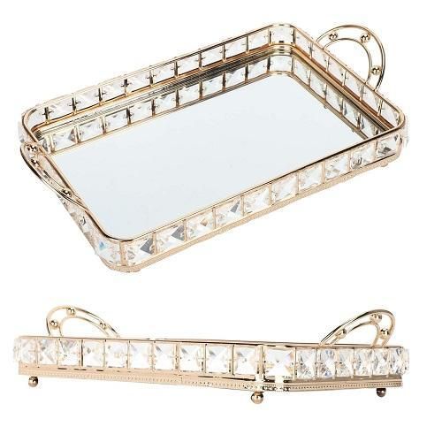 Generic Mirrored Crystal Decorative Vanity Tray