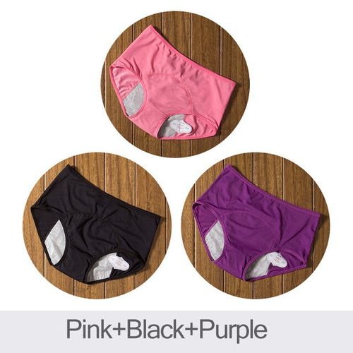 Generic 3Pcs Leak Proof Menstrual Period Panties Women Underwear  Physiological Pant Cotton Health Seamless