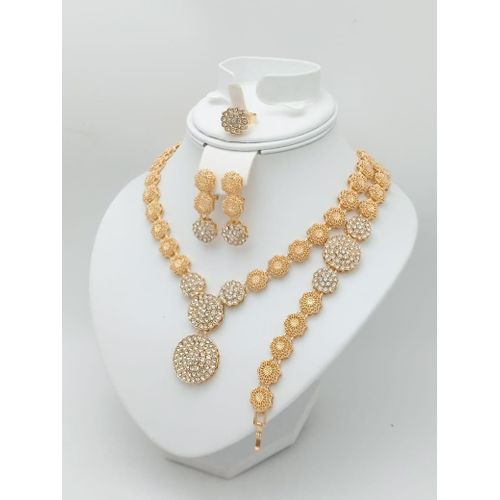 product_image_name-Fashion-Elegant Gold Necklace, Bracelet, Ear Ring And Ring For Women-1