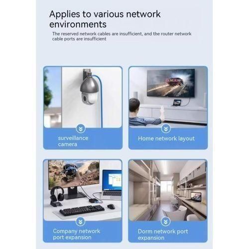 product_image_name-Generic-USB-Powered 1-to-2 Ethernet Sharing Adapter, offering fast 1000Mbps performance and allowing two devices to use a single RJ45 LAN connection with Cat 5/6/7/8 cable support.-3