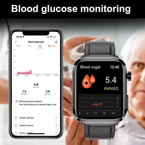 product_image_name-Generic-2024 New Blood Lipids Uric Acid Blood Glucose Smart Watch Men ECG+PPG-2