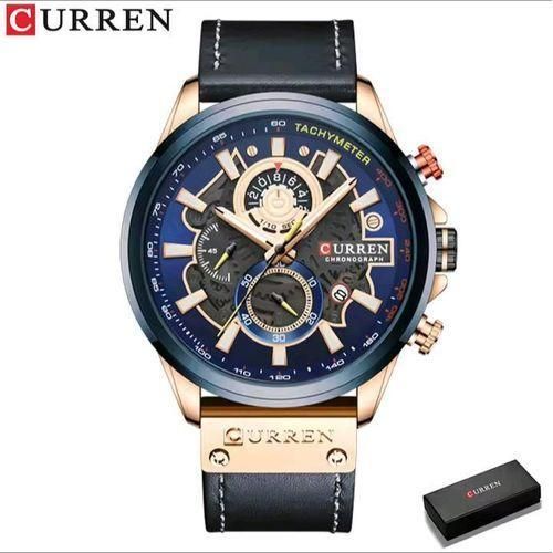 Curren Men Chronograph Blue Leather Wristwatch - image 3