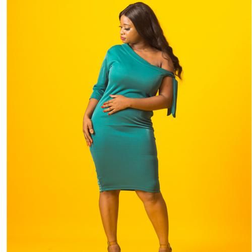 product_image_name-Virtue Clothier-Serena Asymmetric Dress - Green-1