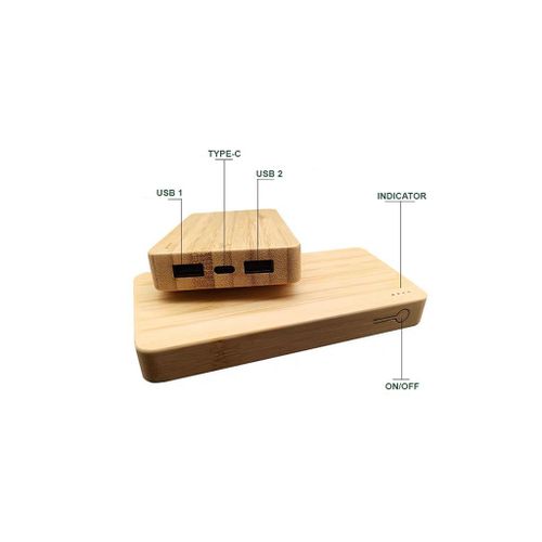 product_image_name-Generic-Bamboo Power Bank 10000mah High Capacity Double USB & Micro &Type C Power Bank with LED Display-1