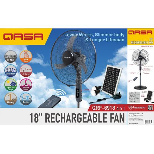 Qasa 18-Inch Rechargeable Standing Fan