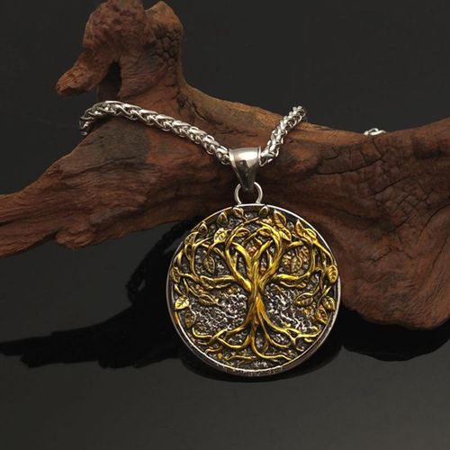 product_image_name-Fashion-Retro Style Viking Rune Tree Of Life Pendant Necklace for Boys And Girls, Golden And Silvery Nordic Amulet Jewelry-1