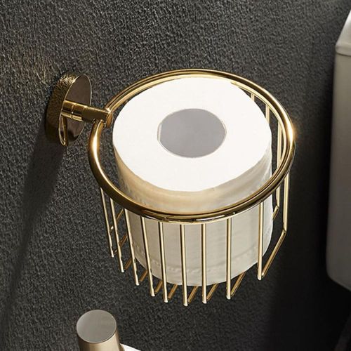Bathroom Paper Holder Storage Stand Gold Brushed Aluminum Toilet Shelf