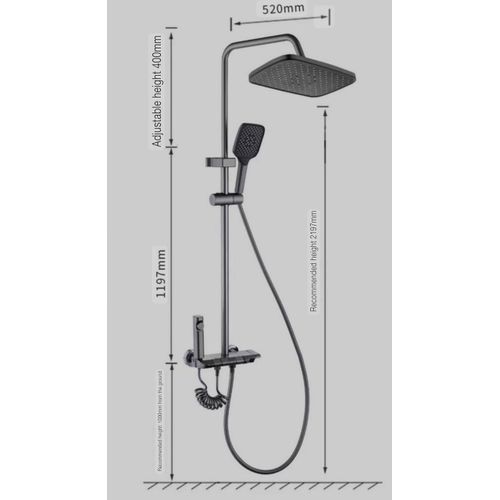 product_image_name-Generic-Wall-Mounted Bathroom Standing Shower System with Waterfall Rain Square Shower Faucet Shower Set, Faucet Bathroom Shower Complete Set Bathroom Heads Shower Bath & Shower Faucets Wall Mounted Bath Rainfall Shower Mixer Faucet Set-5