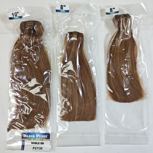 product_image_name-Noble-Human Natural Color P27/30 Gold Brown DD 8" 8" 10" Straight Double Drawn Hair Extension Black Pearl Nature Hair Full Head Hair Bundles For Women-5